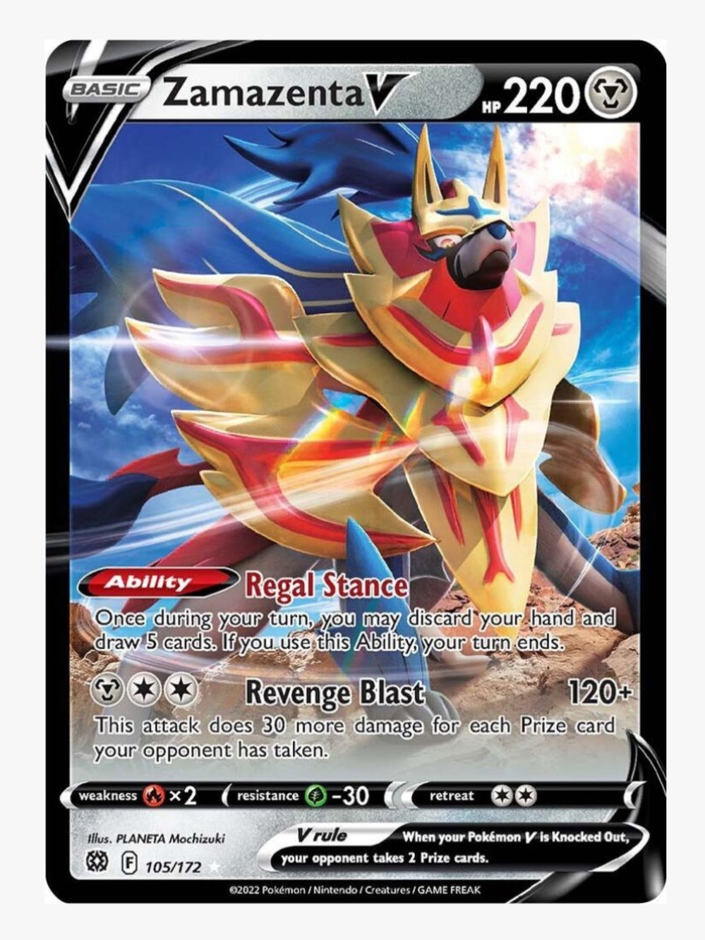 Zamazenta V SWSH09: Brilliant Stars Pokemon Trading Card
